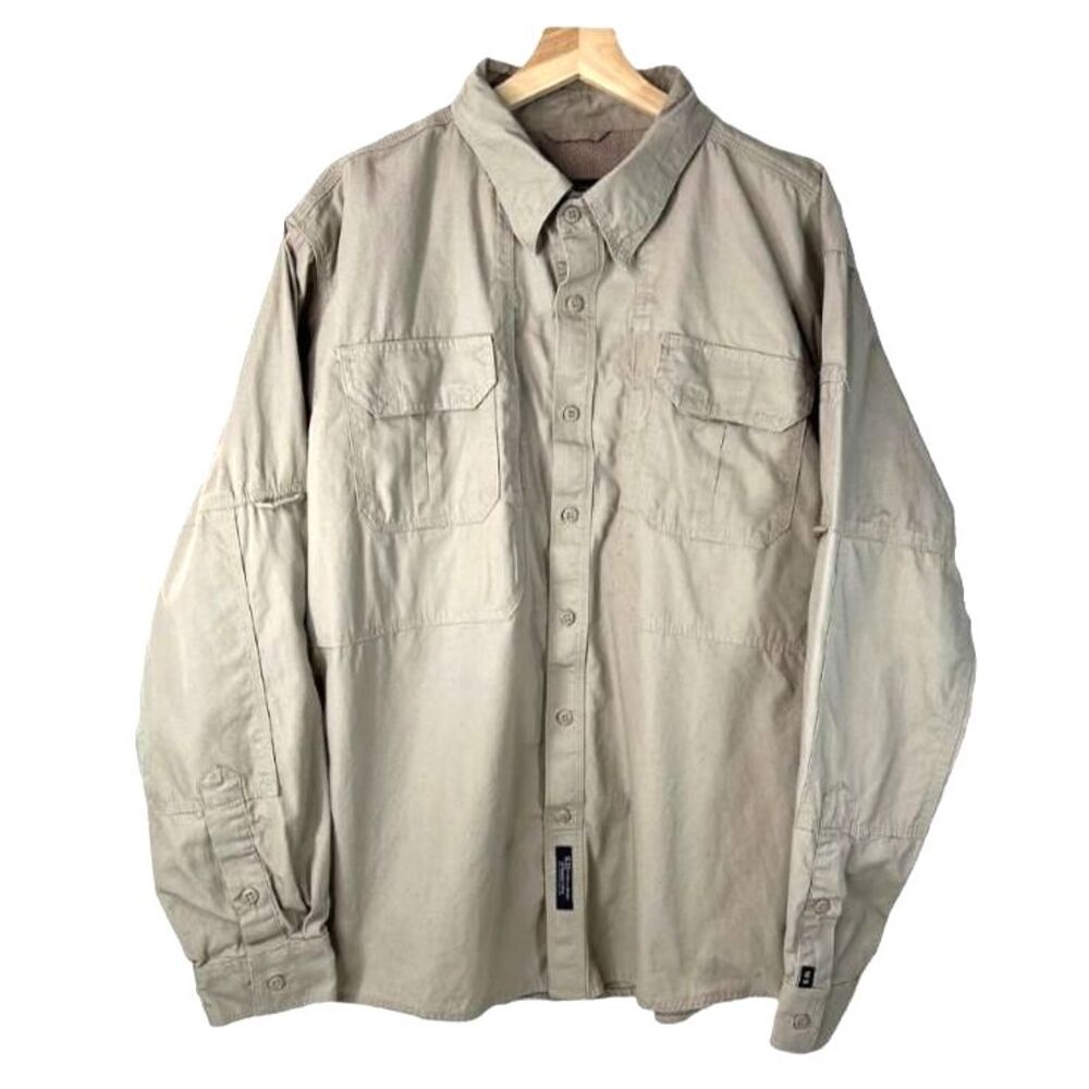 5.11 Tactical Series Long Sleeve Cotton Button Up Shirt Khaki size XL